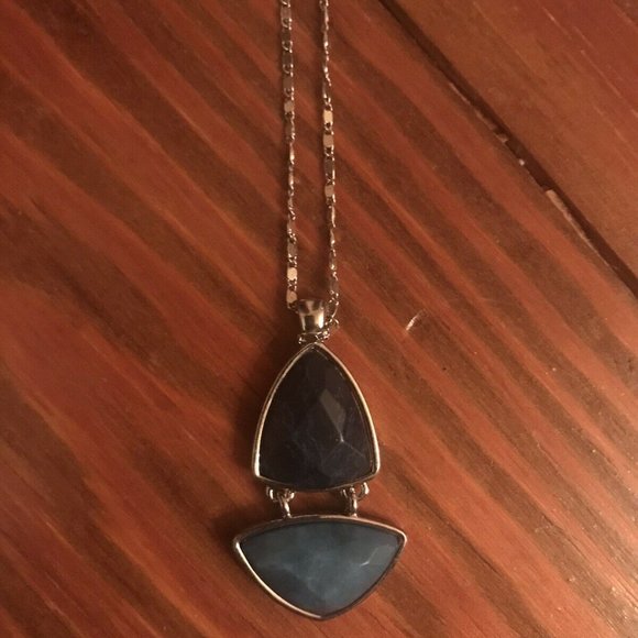 Jessica Simpson Multi Blue Two Stone Necklace - Picture 2 of 6